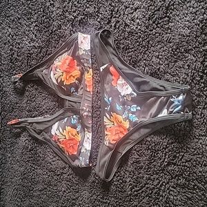 Black floral bikini